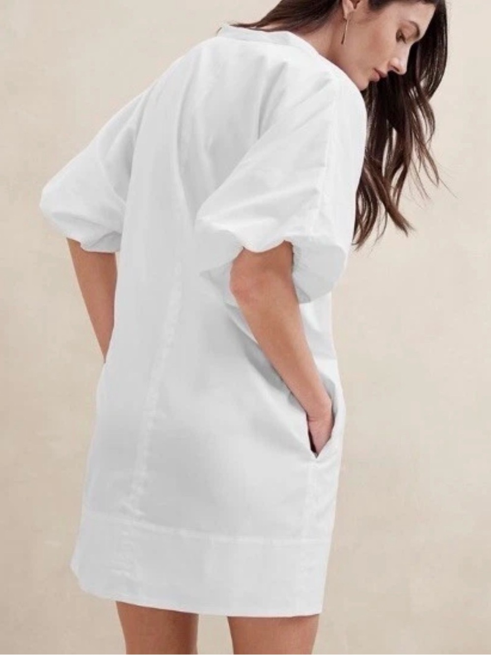 NWT Banana Republic Livia White Poplin Mini Dress Size Medium - Picture 2 of 11